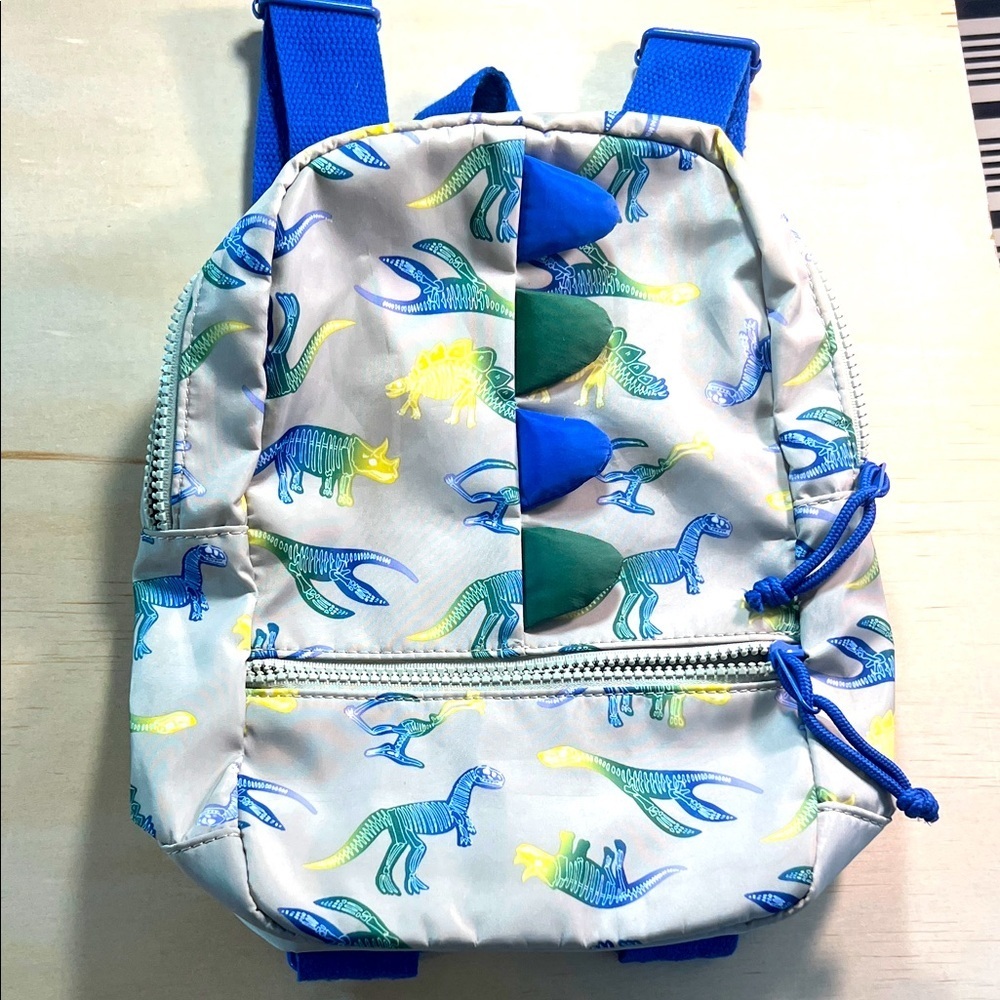 Dinosaur Print Kids Backpack - Blue and Green
